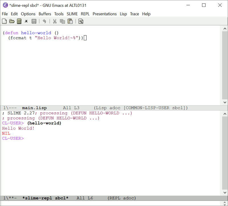 Emacs and SLIME.